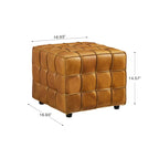 Art Leon Top Grain Leather Square Pouf Ottoman