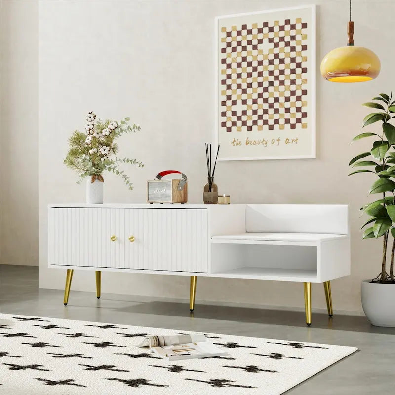 Modern Shoe Storage Bench with Hidden Compartment and Upholstered Cushion