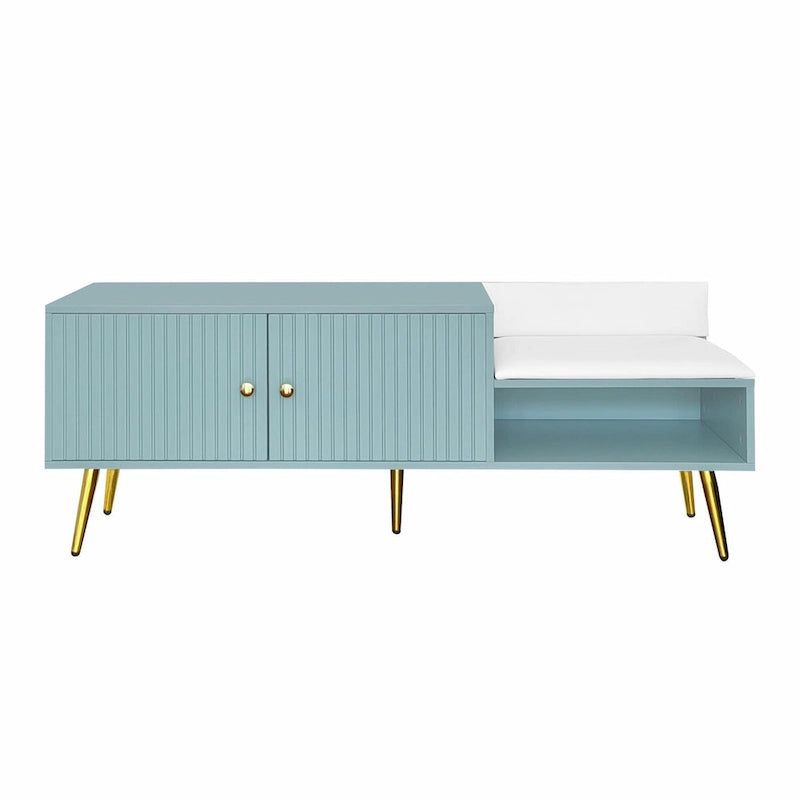 Modern Shoe Storage Bench with Hidden Compartment and Upholstered Cushion