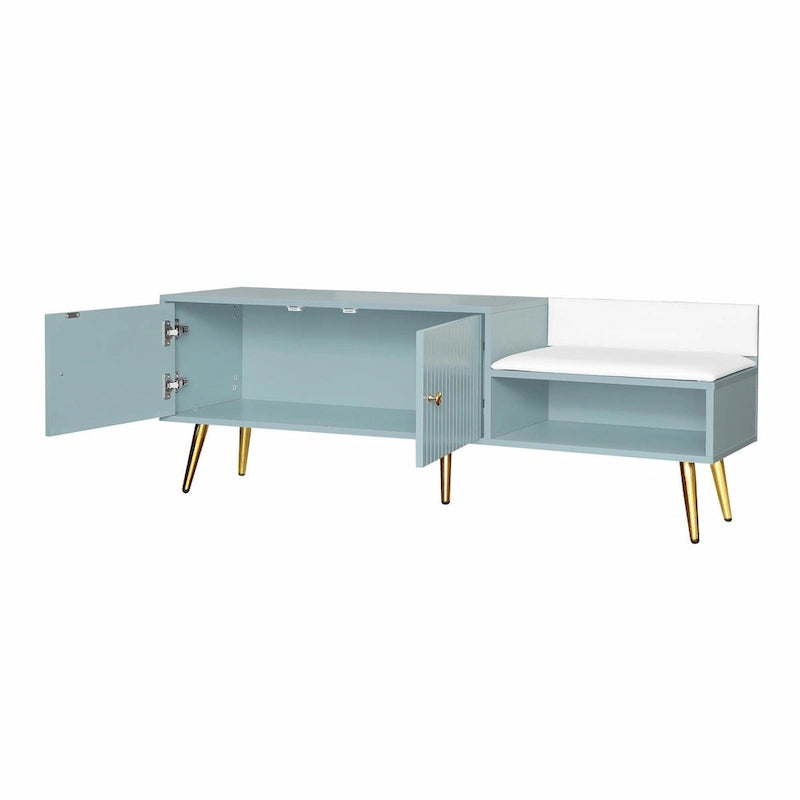 Modern Shoe Storage Bench with Hidden Compartment and Upholstered Cushion
