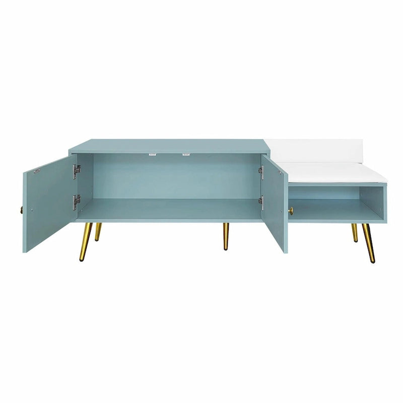 Modern Shoe Storage Bench with Hidden Compartment and Upholstered Cushion