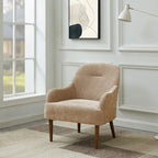 Chenille Armchair, Modern Style Accent Chair with Wood Legs, Comfy Design for Living Room, Bedroom, Office