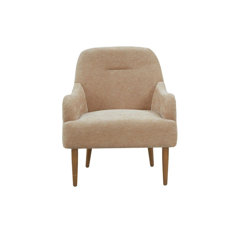 Chenille Armchair, Modern Style Accent Chair with Wood Legs, Comfy Design for Living Room, Bedroom, Office