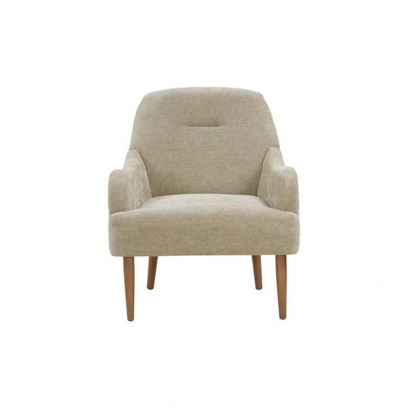 Chenille Armchair, Modern Style Accent Chair with Wood Legs, Comfy Design for Living Room, Bedroom, Office