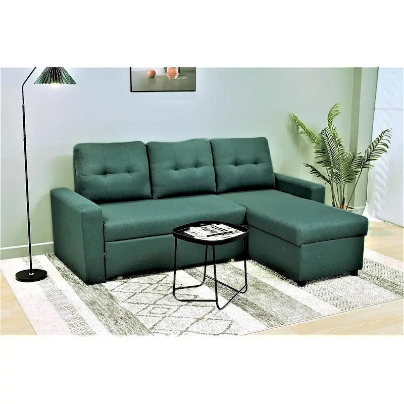 US Pride Furniture 79.92 inch Convertible L-Shaped Sectional Sleeper Sofa Bed Stylish Apartment Furniture