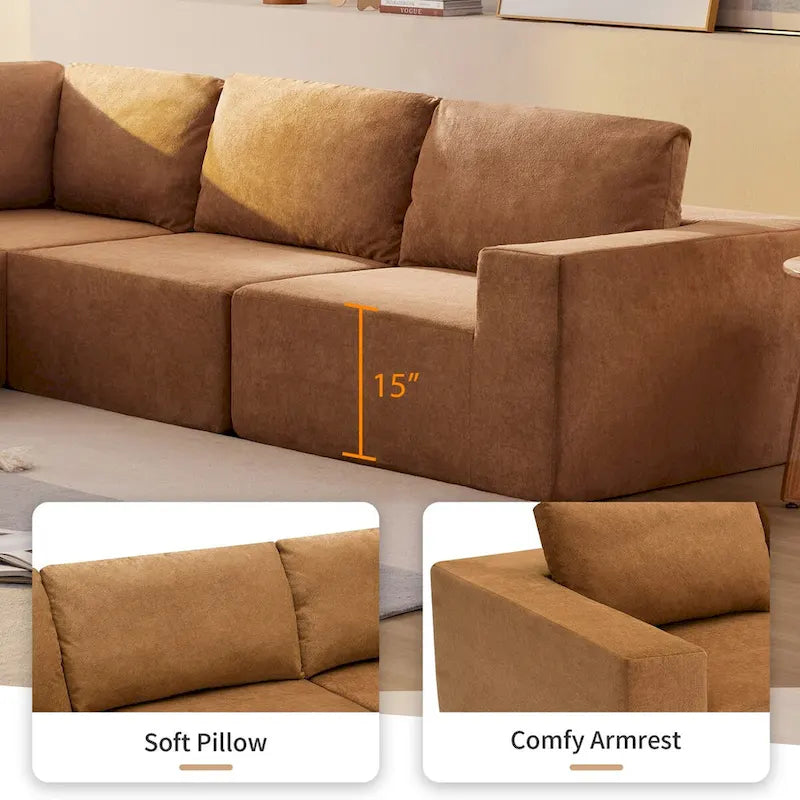 Modular L Shaped Sectional Sofa,Luxury Floor Couch Set,Upholstered Indoor Furniture,Foam-Filled Sleeper Sofa Bed