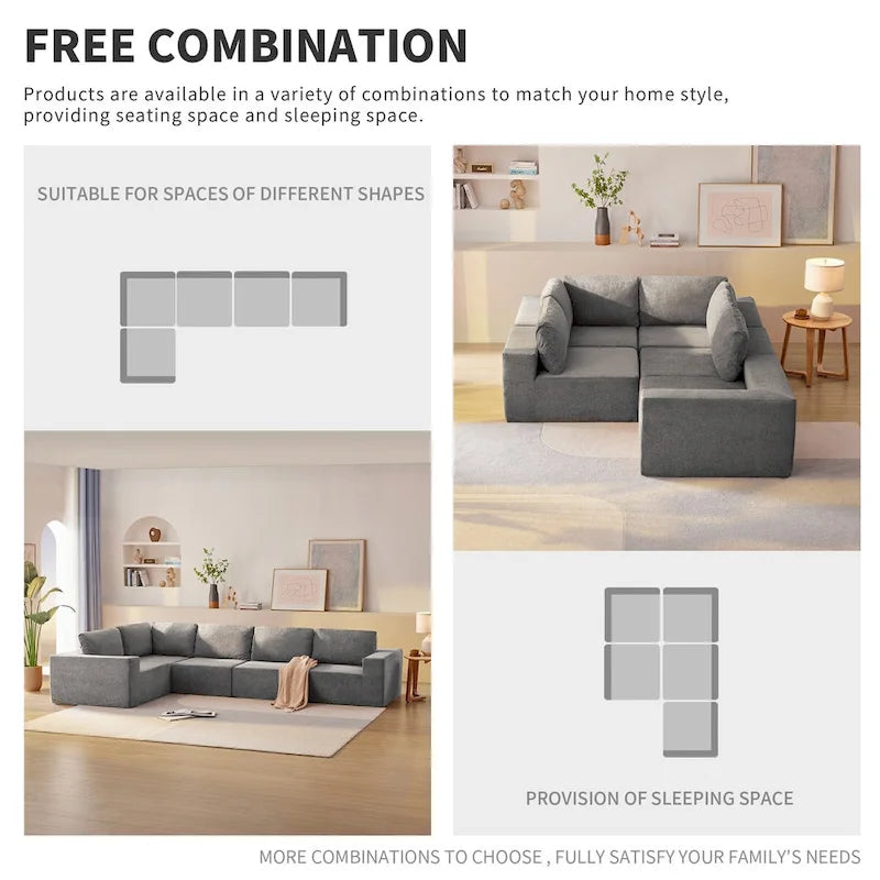 Modular L Shaped Sectional Sofa,Luxury Floor Couch Set,Upholstered Indoor Furniture,Foam-Filled Sleeper Sofa Bed