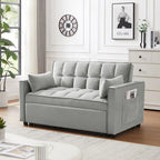 3 in 1 Convertible Velvet Sofa Couch w/Pullout Bed and Reclining Backres
