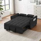 3 in 1 Convertible Velvet Sofa Couch w/Pullout Bed and Reclining Backres