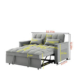 3 in 1 Convertible Velvet Sofa Couch w/Pullout Bed and Reclining Backres
