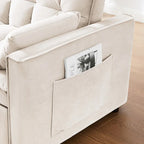 3 in 1 Convertible Velvet Sofa Couch w/Pullout Bed and Reclining Backres