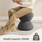 VANOMi Djembe Boucle Upholstered Ottoman with Swivel Base, Pouf, Swivel Vanity Stool for Living Room, Walk-in Closet