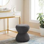 VANOMi Djembe Boucle Upholstered Ottoman with Swivel Base, Pouf, Swivel Vanity Stool for Living Room, Walk-in Closet