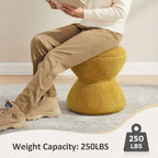 VANOMi Djembe Boucle Upholstered Ottoman with Swivel Base, Pouf, Swivel Vanity Stool for Living Room, Walk-in Closet
