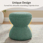 VANOMi Djembe Boucle Upholstered Ottoman with Swivel Base, Pouf, Swivel Vanity Stool for Living Room, Walk-in Closet
