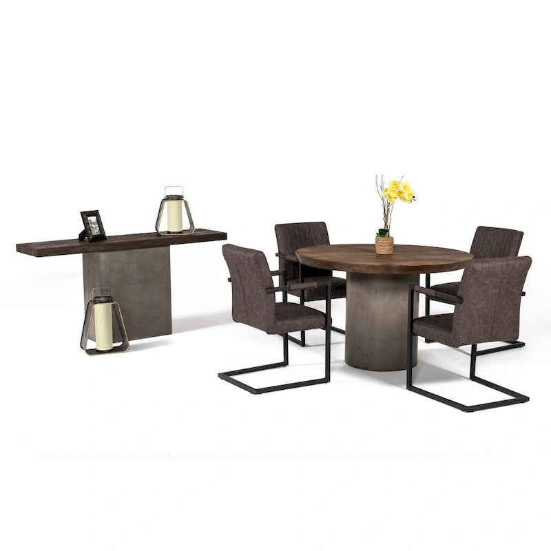 Modrest Renzo Modern Oak & Concrete Console Table