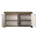 Console Table with Carved Leaf Motif Doors, Brown