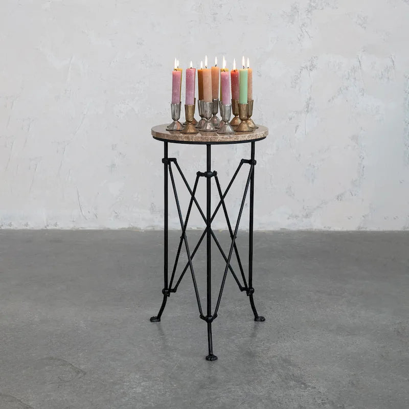 Round Metal Side Table with Claw Feet