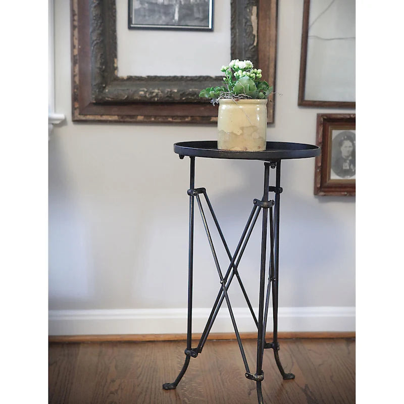Round Metal Side Table with Claw Feet