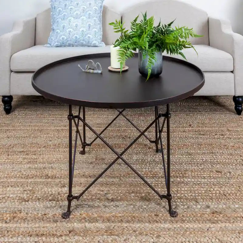 Round Metal Side Table with Claw Feet
