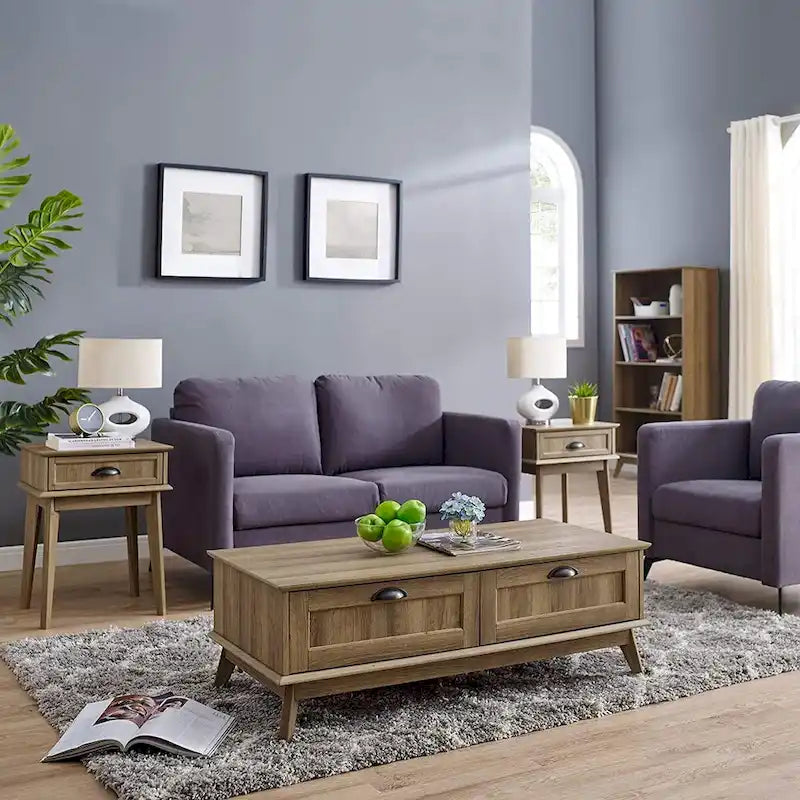 Caffoz Tall Side End Table with Fully Extended Drawer and USB Hub