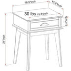 Caffoz Tall Side End Table with Fully Extended Drawer and USB Hub