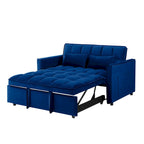 55.1-inch 3-in-1 convertible,modern velvet double sofa Futon sofa bed with adjustable back, storage bag and pillow