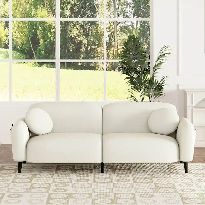 Modern Upholstered Sofa with Metal Base, Luxury Loveseat Sofa for Living Room, Reception