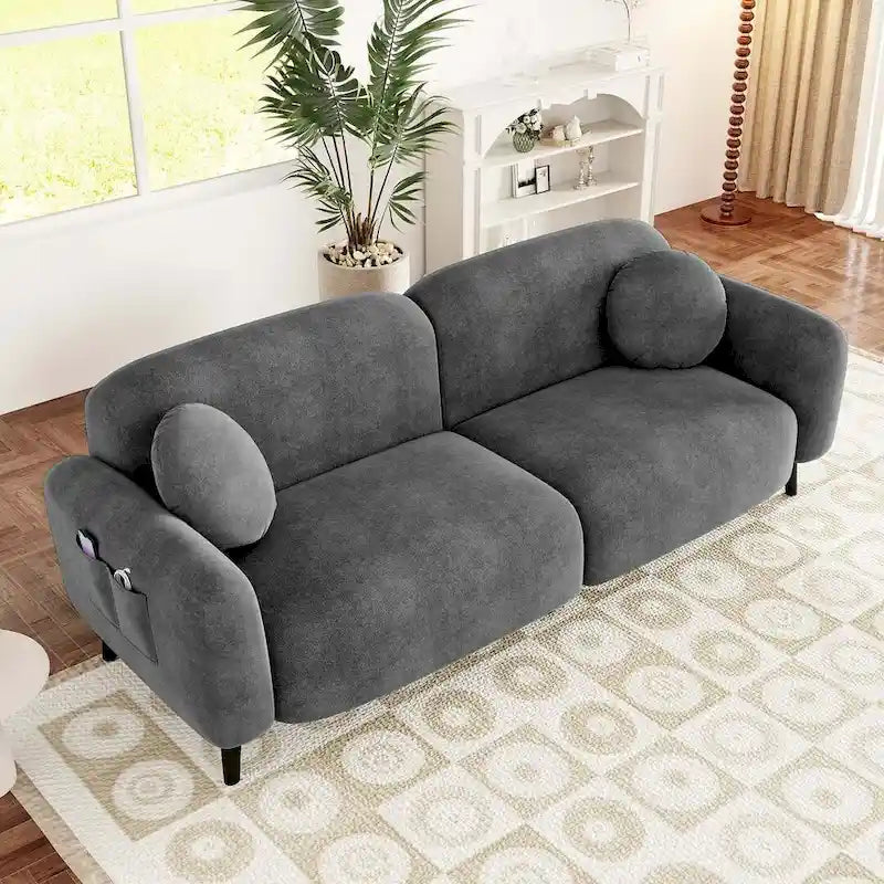 Modern Upholstered Sofa with Metal Base, Luxury Loveseat Sofa for Living Room, Reception