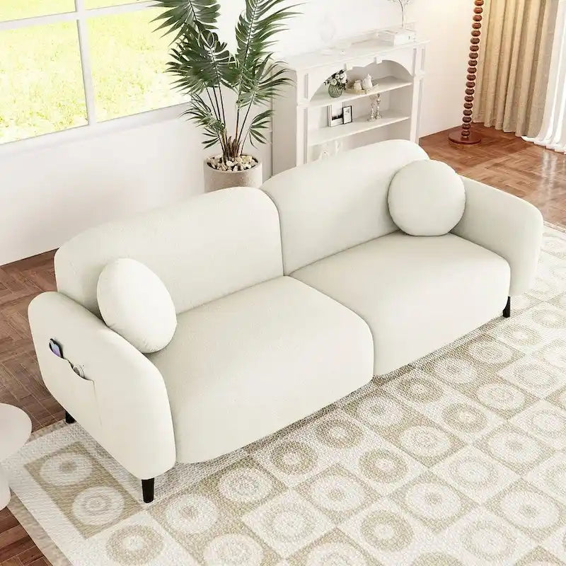 Modern Upholstered Sofa with Metal Base, Luxury Loveseat Sofa for Living Room, Reception