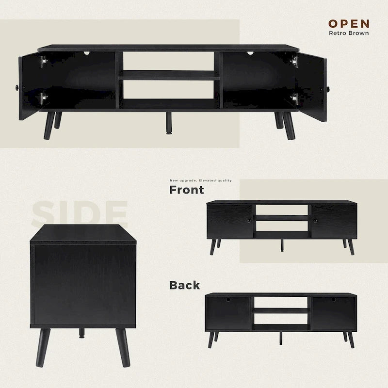 TV Stand for 55 60 inch Television, Entertainment Center with 2 Cabinet Media Console Table, Living Room, Bedroom Furniture