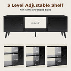 TV Stand for 55 60 inch Television, Entertainment Center with 2 Cabinet Media Console Table, Living Room, Bedroom Furniture