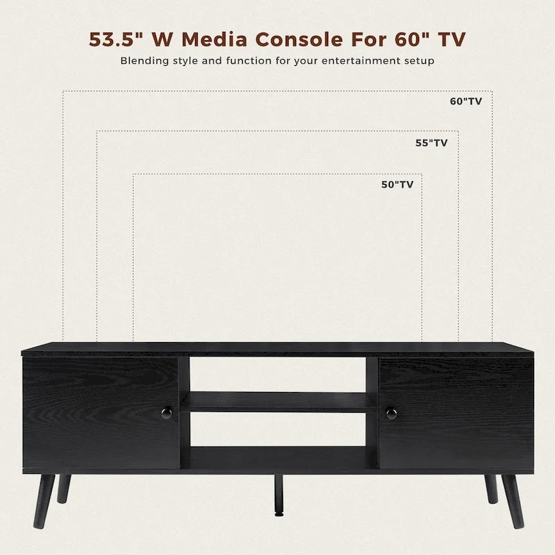 TV Stand for 55 60 inch Television, Entertainment Center with 2 Cabinet Media Console Table, Living Room, Bedroom Furniture