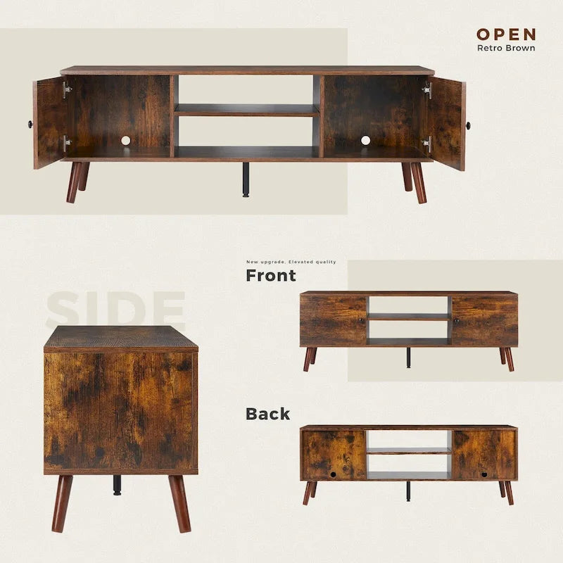 TV Stand for 55 60 inch Television, Entertainment Center with 2 Cabinet Media Console Table, Living Room, Bedroom Furniture