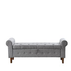 62  Bedroom Tufted Button Storage Bench, Window Bench, Rolled Arm Design for Bedroom, Living Room