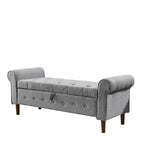 62  Bedroom Tufted Button Storage Bench, Window Bench, Rolled Arm Design for Bedroom, Living Room
