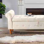 62  Bedroom Tufted Button Storage Bench, Window Bench, Rolled Arm Design for Bedroom, Living Room