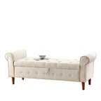 62  Bedroom Tufted Button Storage Bench, Window Bench, Rolled Arm Design for Bedroom, Living Room