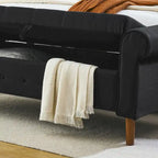 62  Bedroom Tufted Button Storage Bench, Window Bench, Rolled Arm Design for Bedroom, Living Room