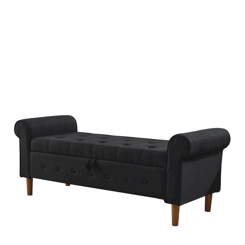 62  Bedroom Tufted Button Storage Bench, Window Bench, Rolled Arm Design for Bedroom, Living Room