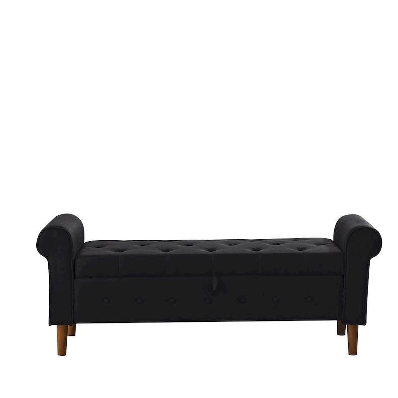 62  Bedroom Tufted Button Storage Bench, Window Bench, Rolled Arm Design for Bedroom, Living Room