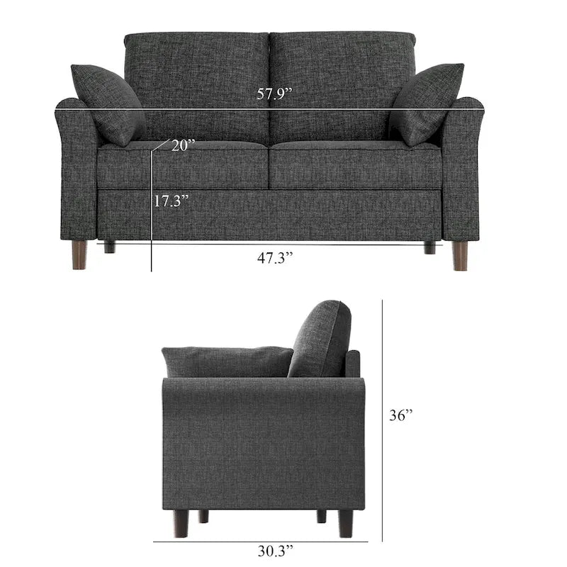 Polyester 3-Seat and 2-Seat Sofa with Cushions
