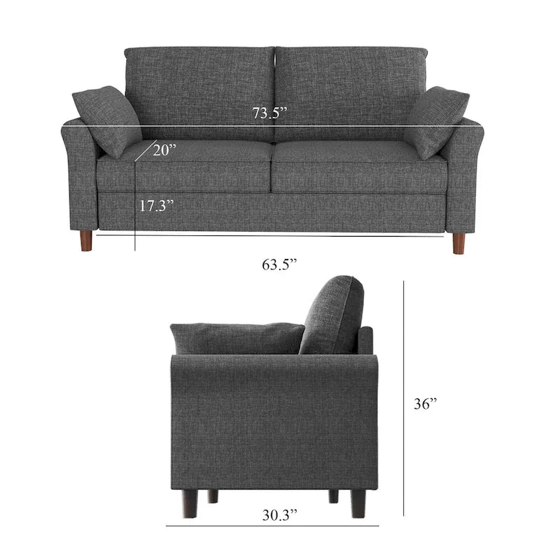 Polyester 3-Seat and 2-Seat Sofa with Cushions
