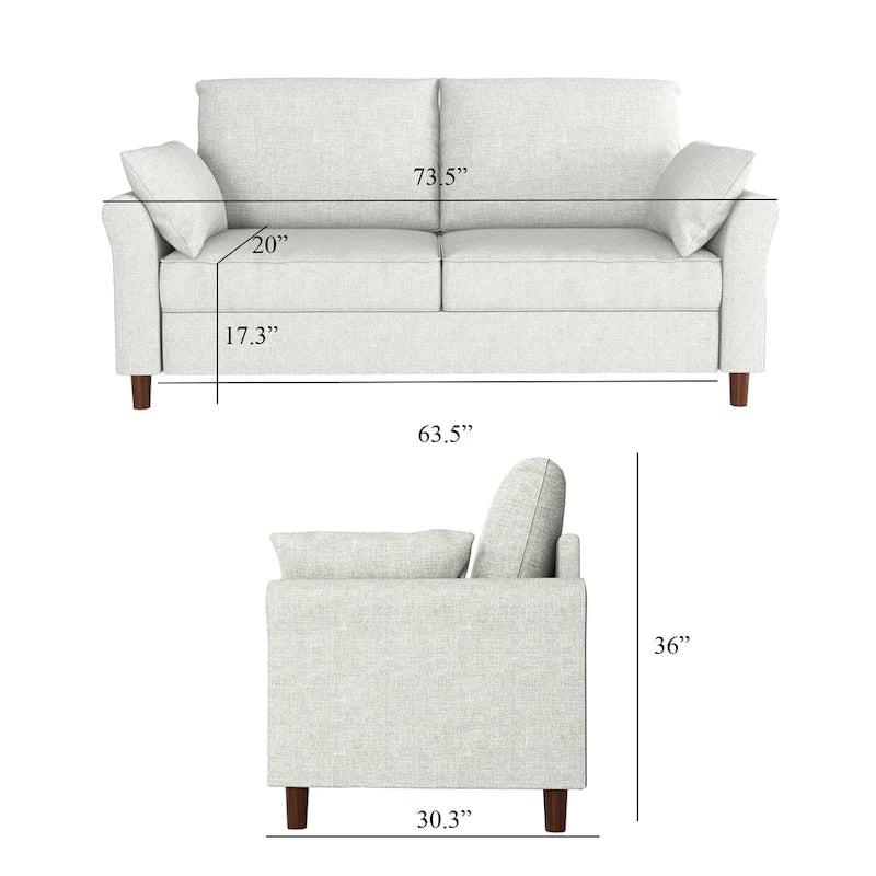 Polyester 3-Seat and 2-Seat Sofa with Cushions