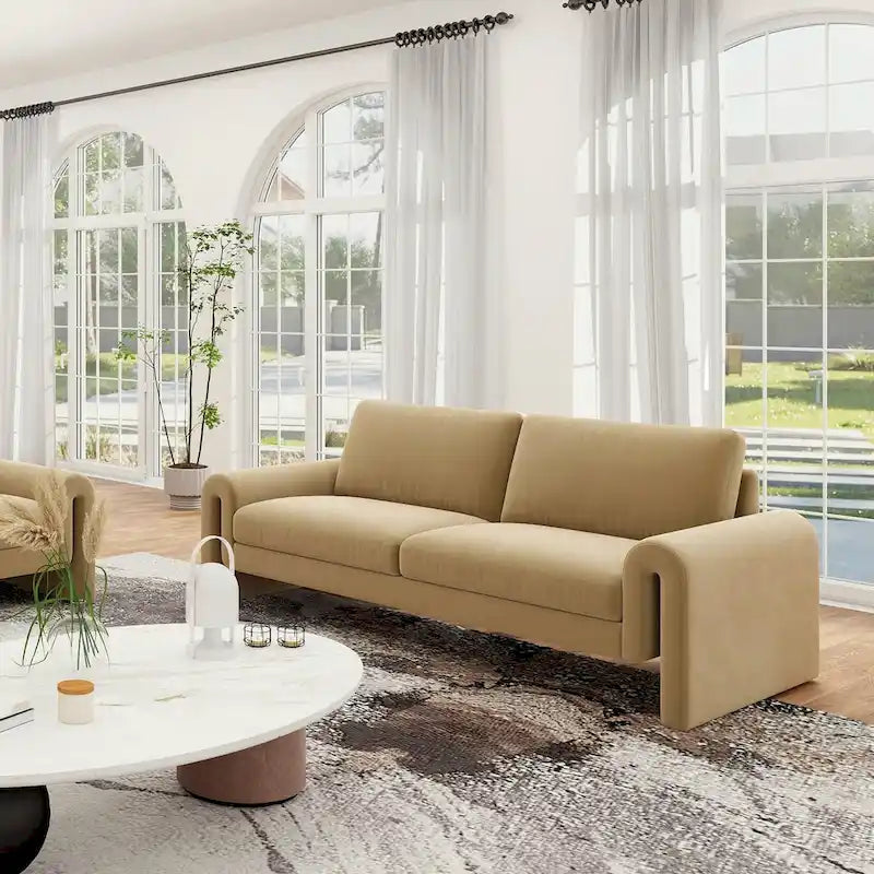 Mason 85  Velvet Pillow Back Curved Arm Sofa