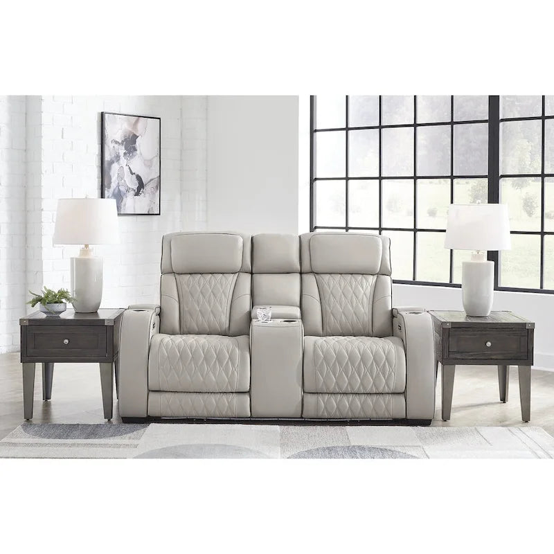 Signature Design by Ashley Boyington Gray Power Reclining Loveseat with Console - 75W x 40D x 44H