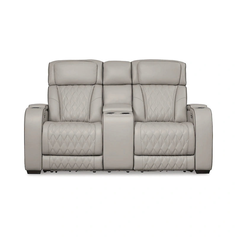 Signature Design by Ashley Boyington Gray Power Reclining Loveseat with Console - 75W x 40D x 44H