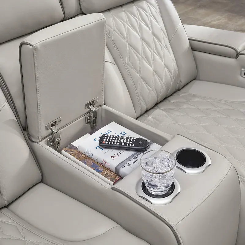 Signature Design by Ashley Boyington Gray Power Reclining Loveseat with Console - 75W x 40D x 44H