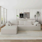 L-Shaped Chenille Sectional Sofa Modern Modular Cushion Back Couch Sofa With 6 Pillows for Living Room