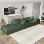 L-Shaped Chenille Sectional Sofa Modern Modular Cushion Back Couch Sofa With 6 Pillows for Living Room